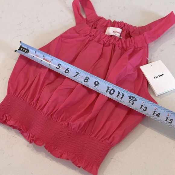 NEW XIRENA Lili Top Pink Sun Cropped Bubble Tank 100% Cotton Poplin Feminine XS - Picture 9 of 9